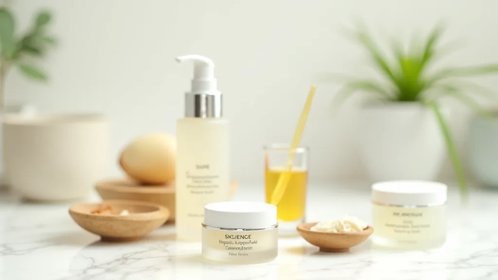 Prémiové organické produkty péče o pleť s přírodními ingrediencemi na elegantní ploše
