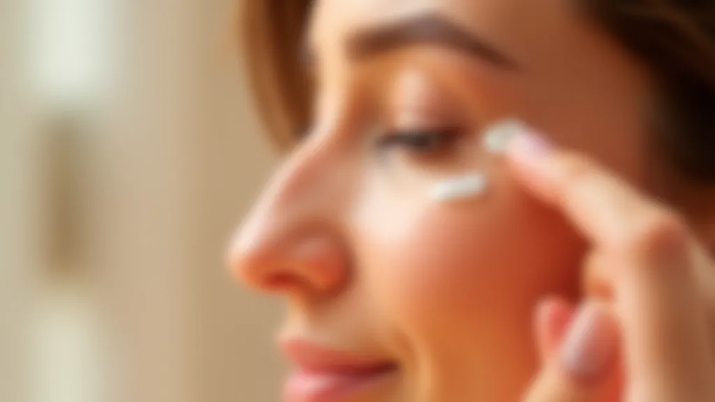 Detailní fotografie správné aplikace oční krému na oční zákoutí s jemným pohybem